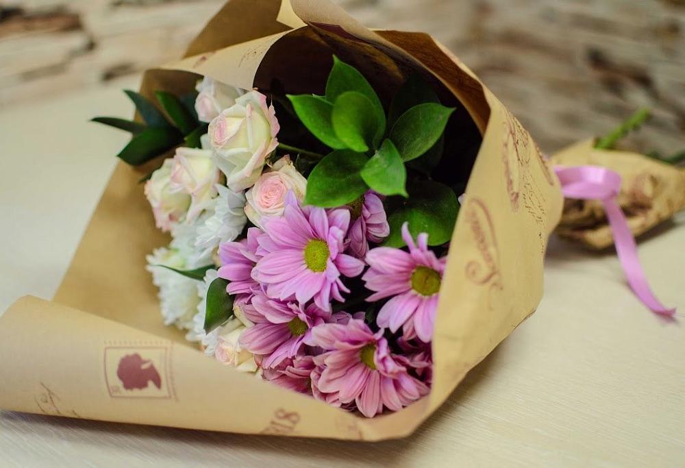 Букет цветов из: Розы и Хризантемы в Преображение