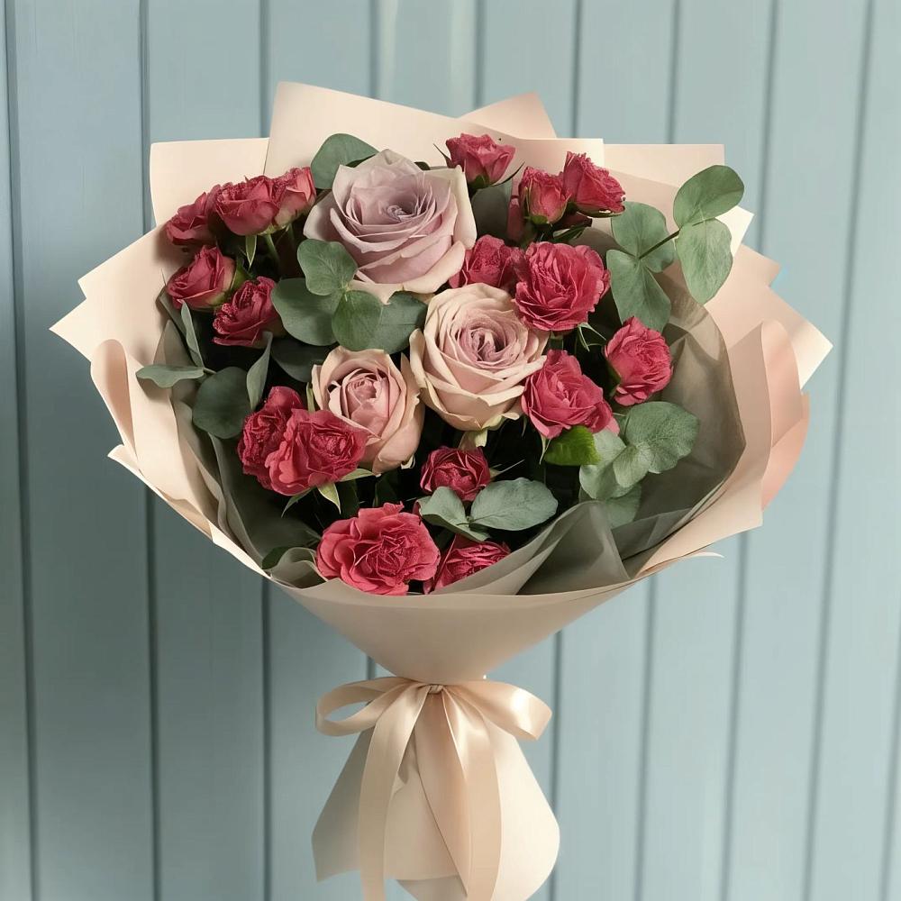 Букет цветов из: Гвоздики и Розы в Преображение