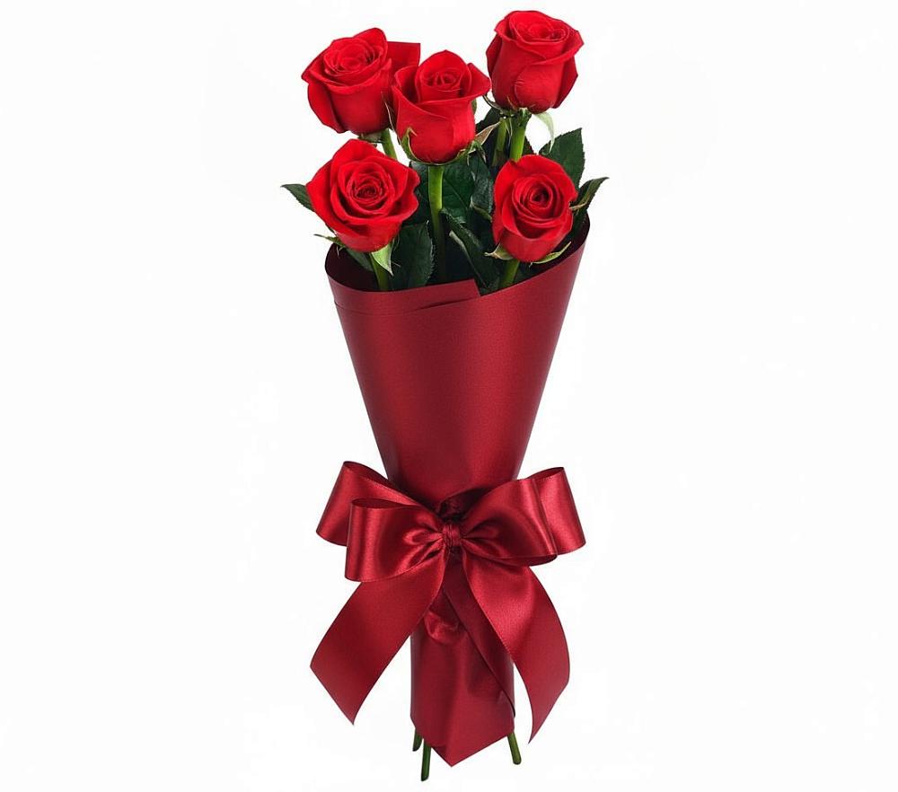 Букет 5 Красных роз Эдлесс Лав в Преображение