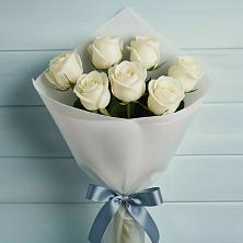 Букет 7 Белых роз Эдлесс Лав в Преображение