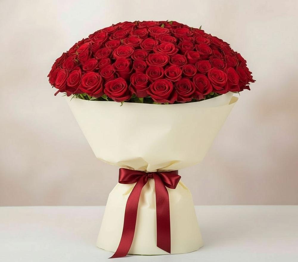 Букет 101 Красная роза Милано в Преображение