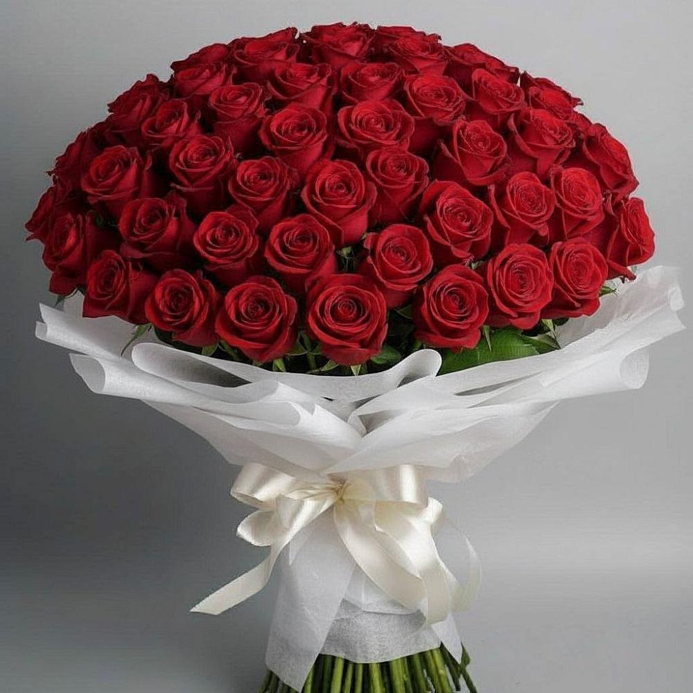 Букет 101 Красная роза Блэк Мэджик в Преображение