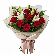 Букет цветов из:  Лилии и Розы в Преображение