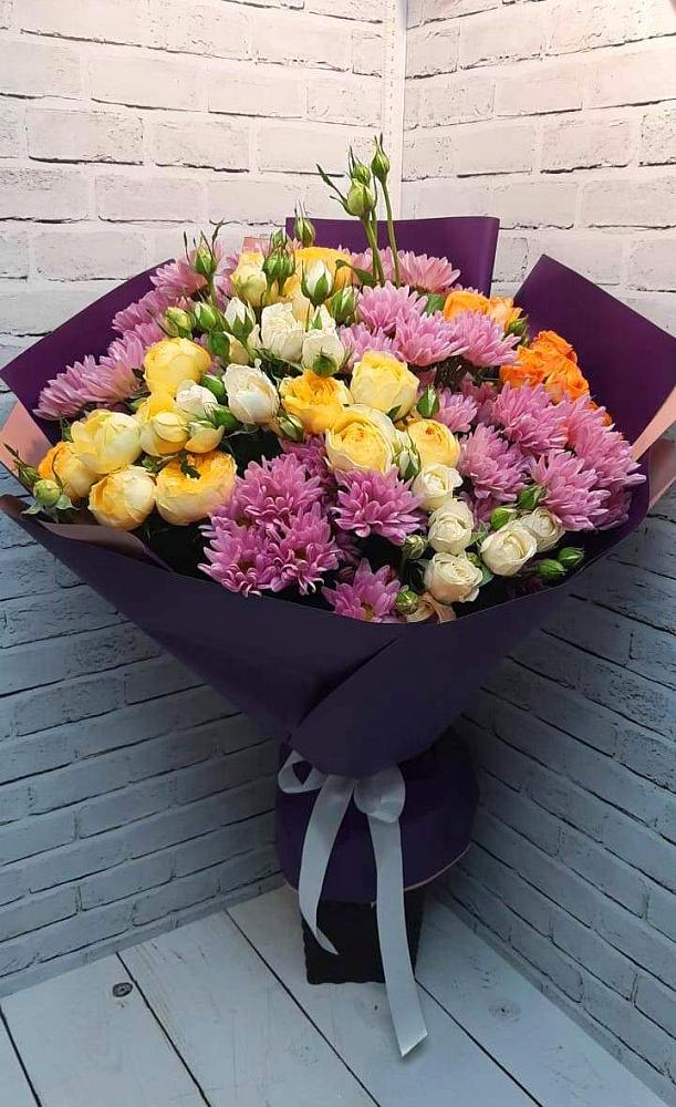 Букет цветов из: Хризантемы и Розы в Преображение