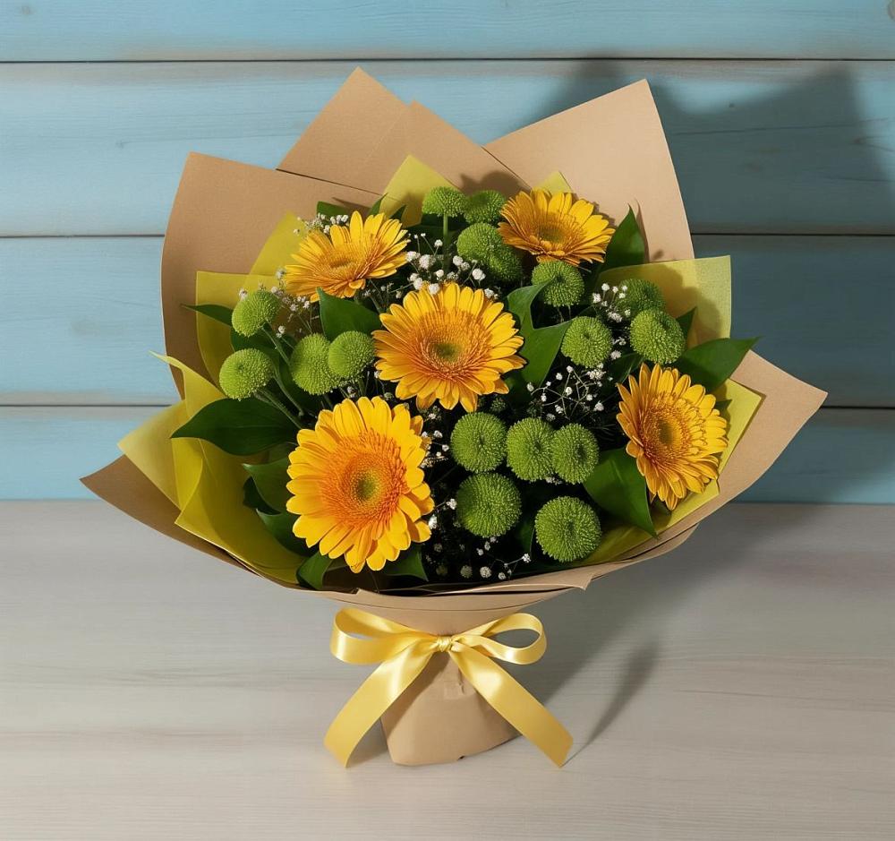 Букет цветов из: Герберы и Хризантемы в Преображение