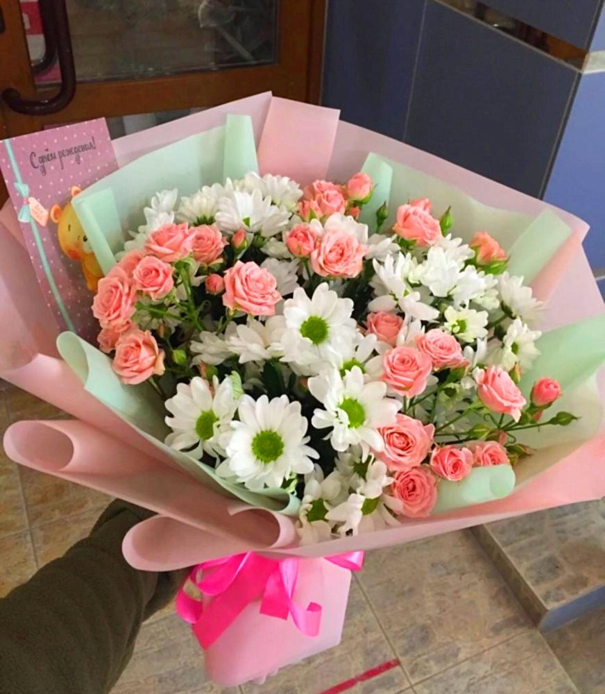 Букет цветов из: Розы и Хризантемы в Преображение