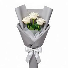 Букет 3 белые розы в Преображение