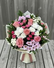Букет цветов из:  Альстромерии, Гвоздики, Розы и Хризантемы #REPLACE_PRED# Преображение