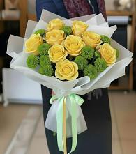 Букет цветов из:  Хризантемы и Розы в Преображение