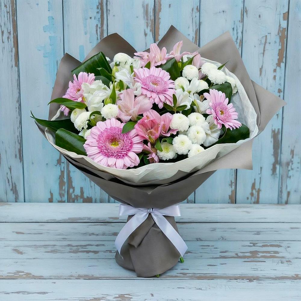 Букет цветов из: Герберы, Альстромерии и Хризантемы в Преображение