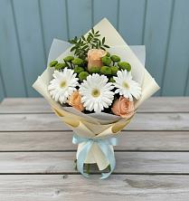 Букет цветов из:  Герберы, Розы и Хризантемы в Преображение