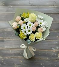 Букет цветов из:  Альстромерии, Розы и Хризантемы в Преображение