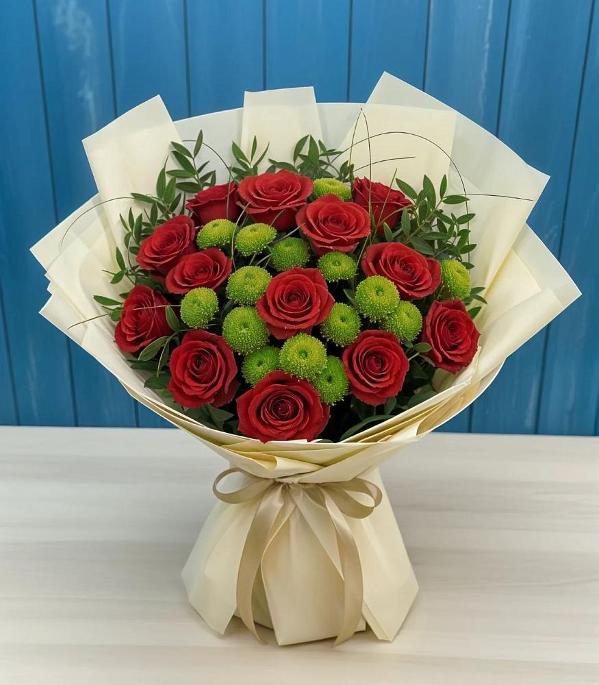 Букет цветов из: Розы и Хризантемы в Преображение