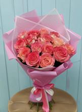 Букет 15 Розовых роз Равель в Преображение