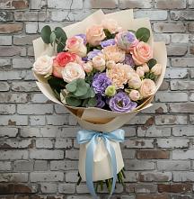 Букет цветов из:  Розы, Лизиантусы и Гвоздики в Преображение